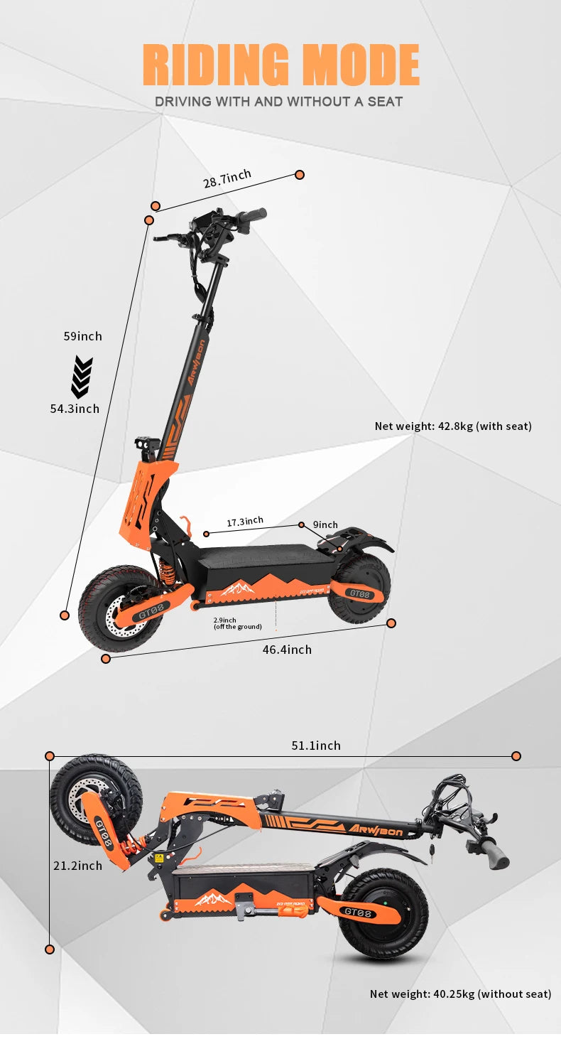 Arwibon Beast Scooter – 5600W Power, 46MPH Speed