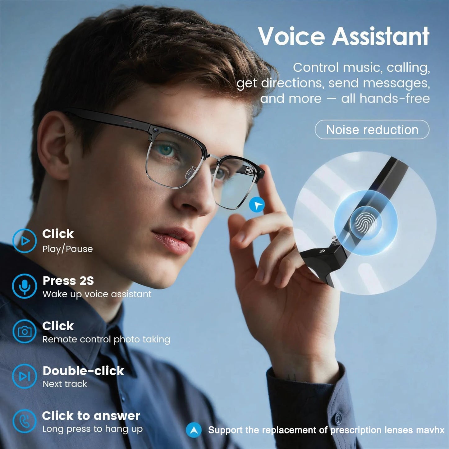 VisionX AI Glasses – Smart Vision, Hands-Free Control