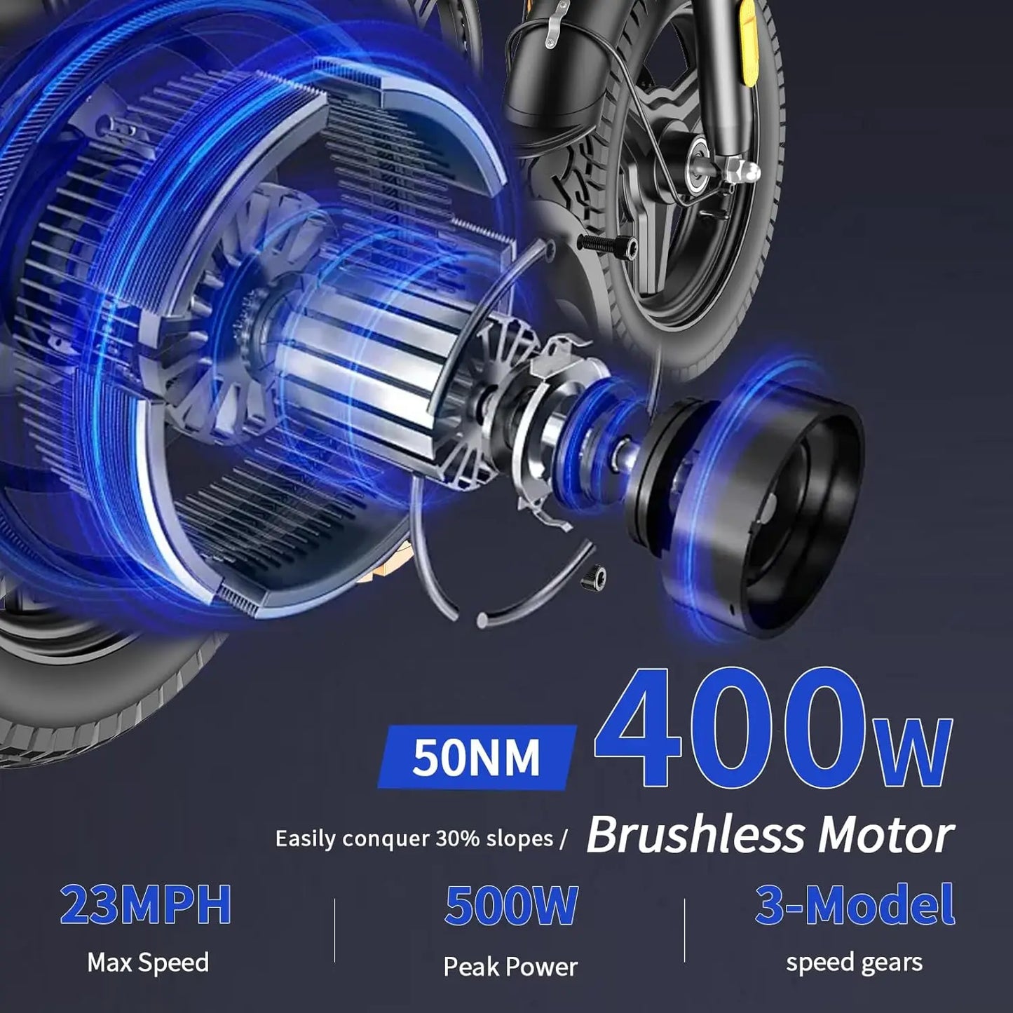Folding Electric Bike 500W Peak 23MPH 35 Miles