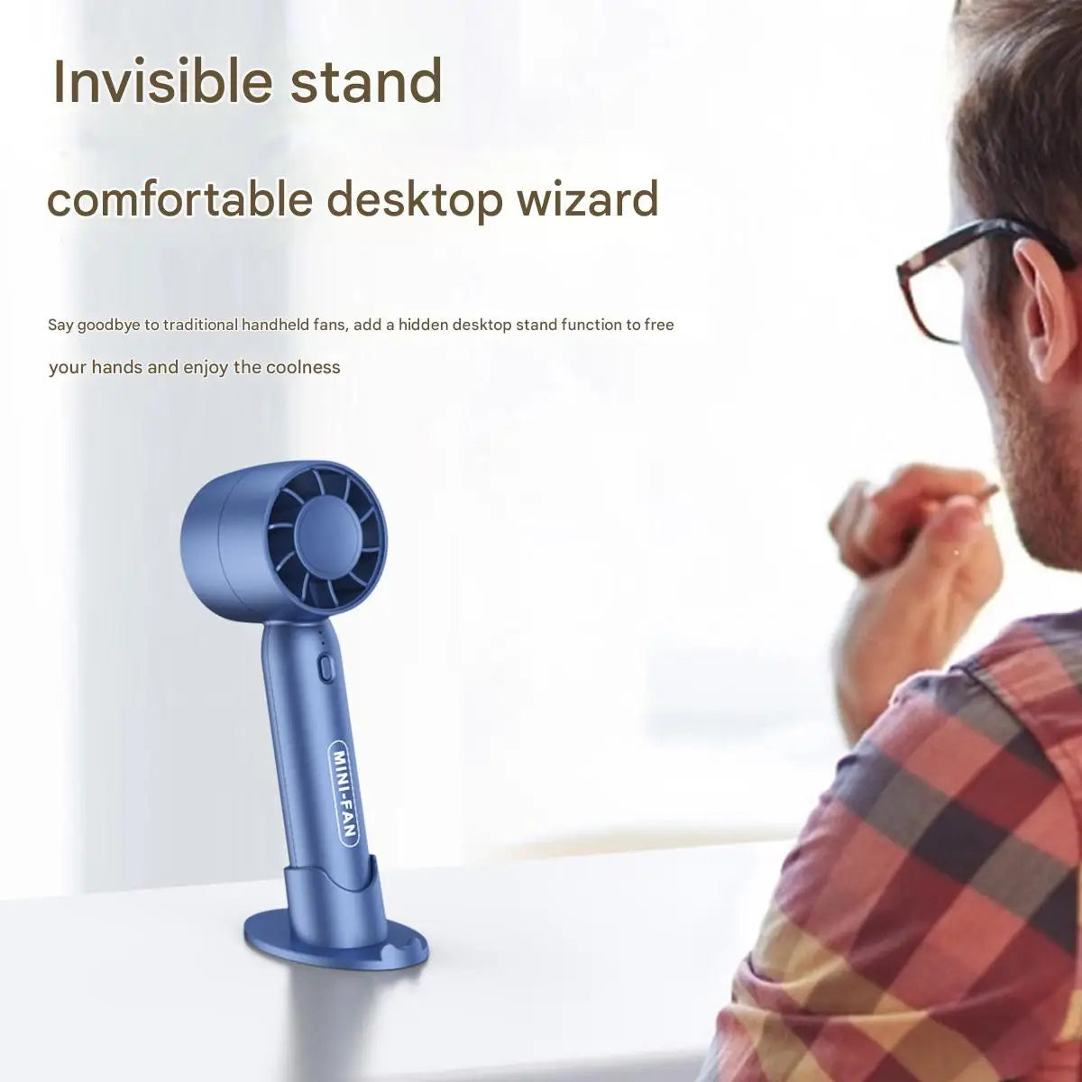Portable Turbo Fan – Lightweight, Rechargeable, Desktop Stand