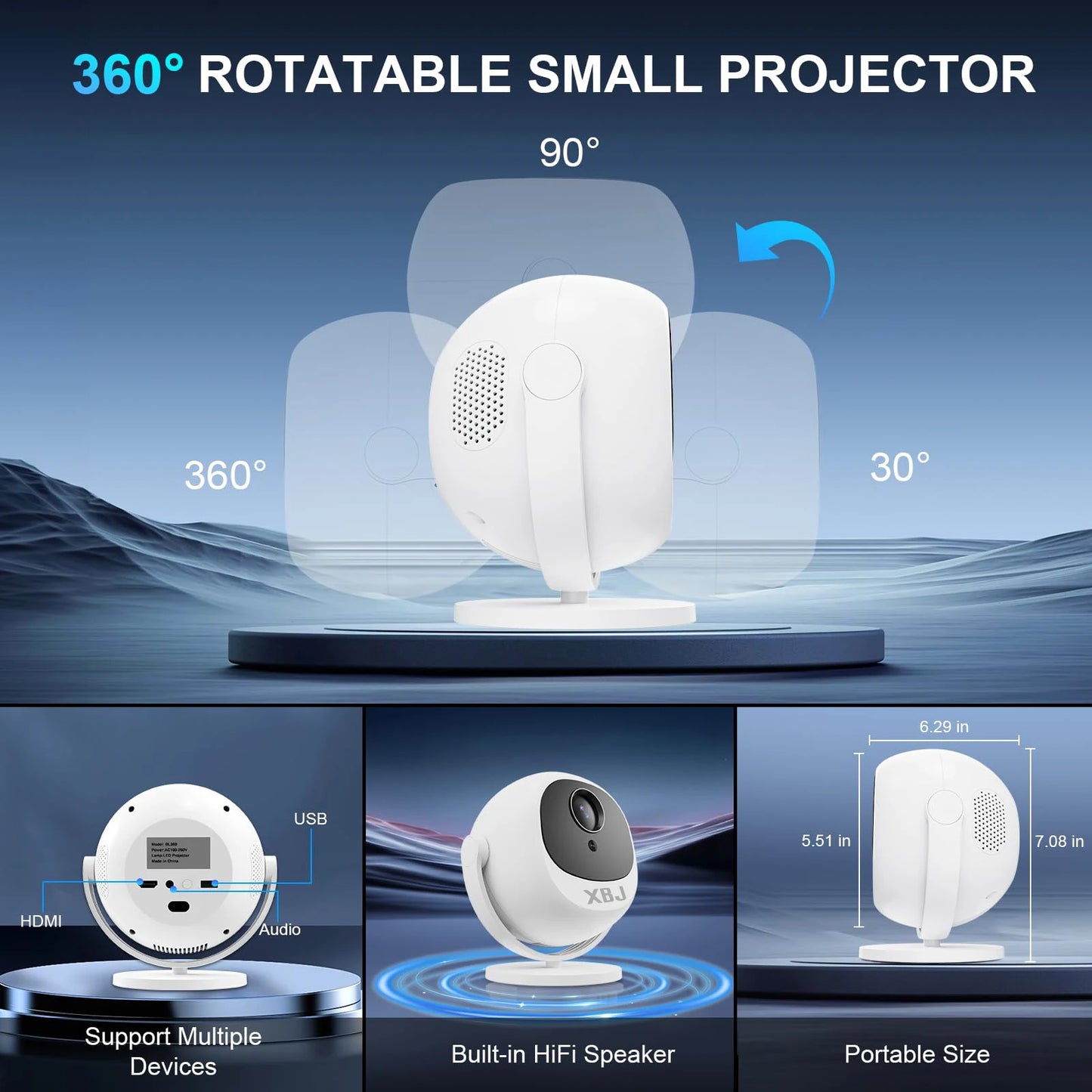 XBJ Sphere Projector – 4K Smart Cinema Anywhere