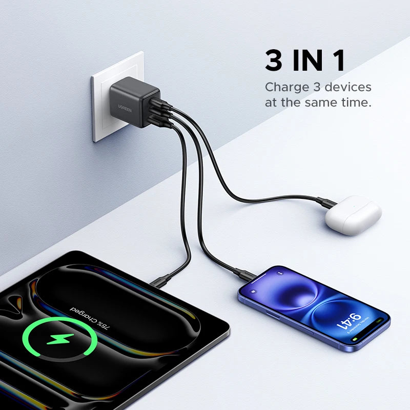 UGREEN GaN Charger – 30W PD Fast Charging, Dual USB-C
