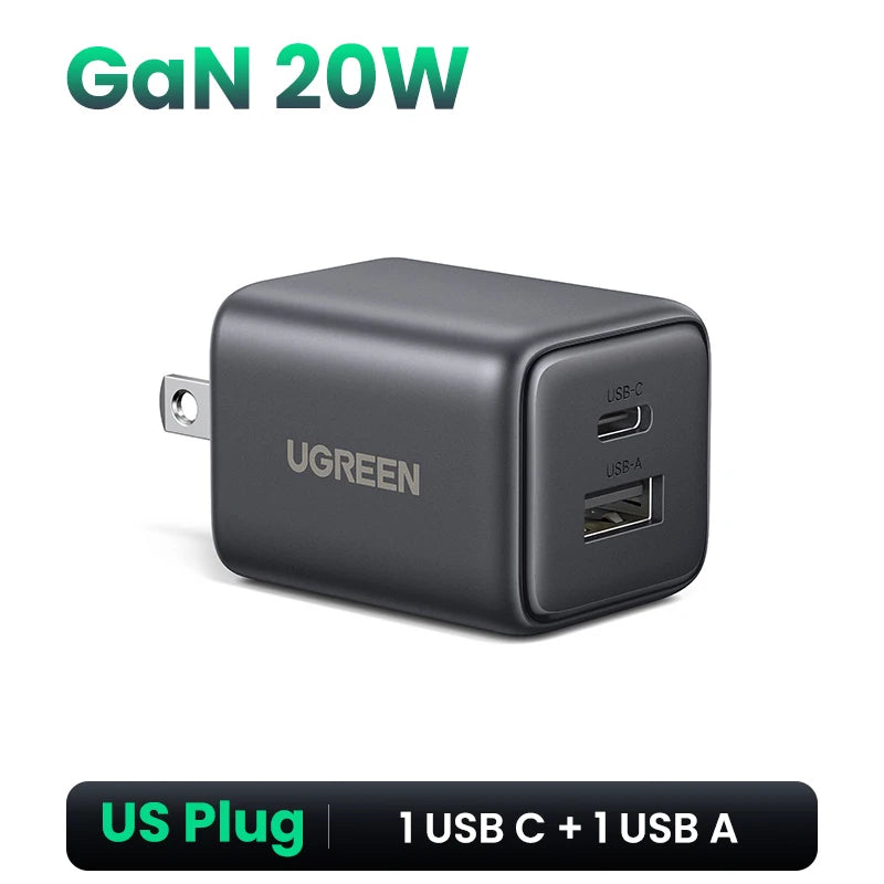 UGREEN GaN Charger – 30W PD Fast Charging, Dual USB-C